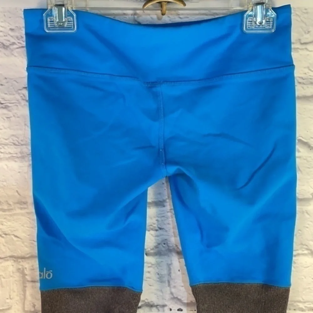 Alo Yoga Ice Goddess Ribbed Legging Blue Gray Extra Long Stretch Athletic Pants
